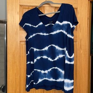 Max jeans, navy and white tie dye top